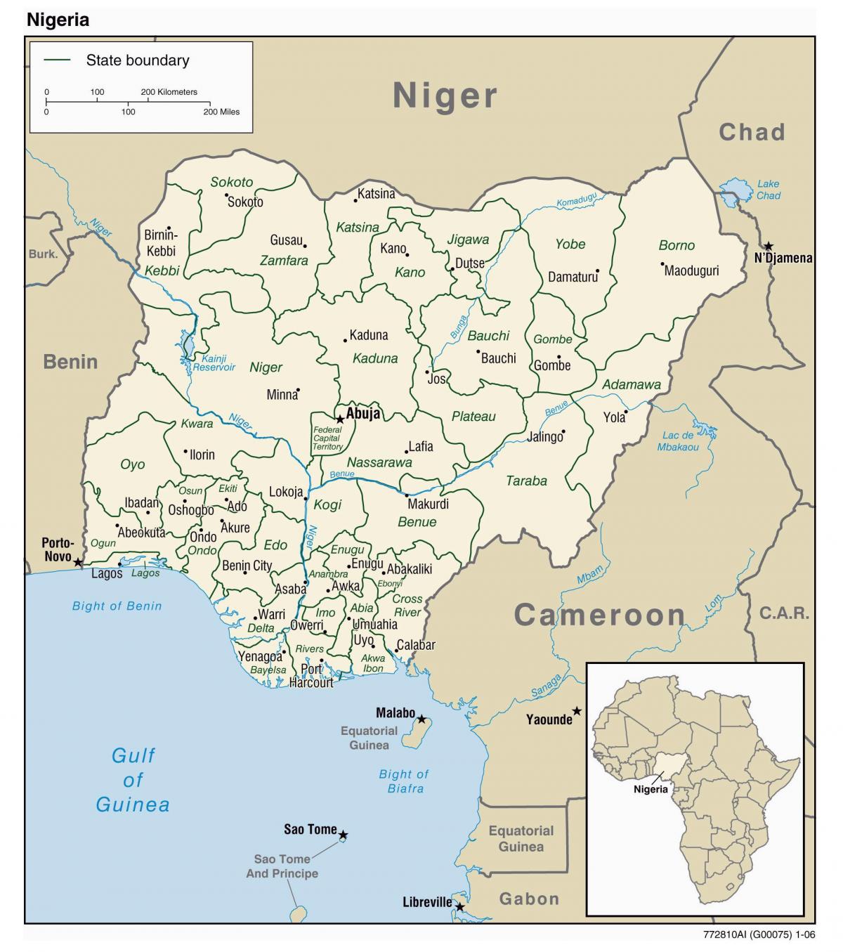 peta nigeria dengan kota