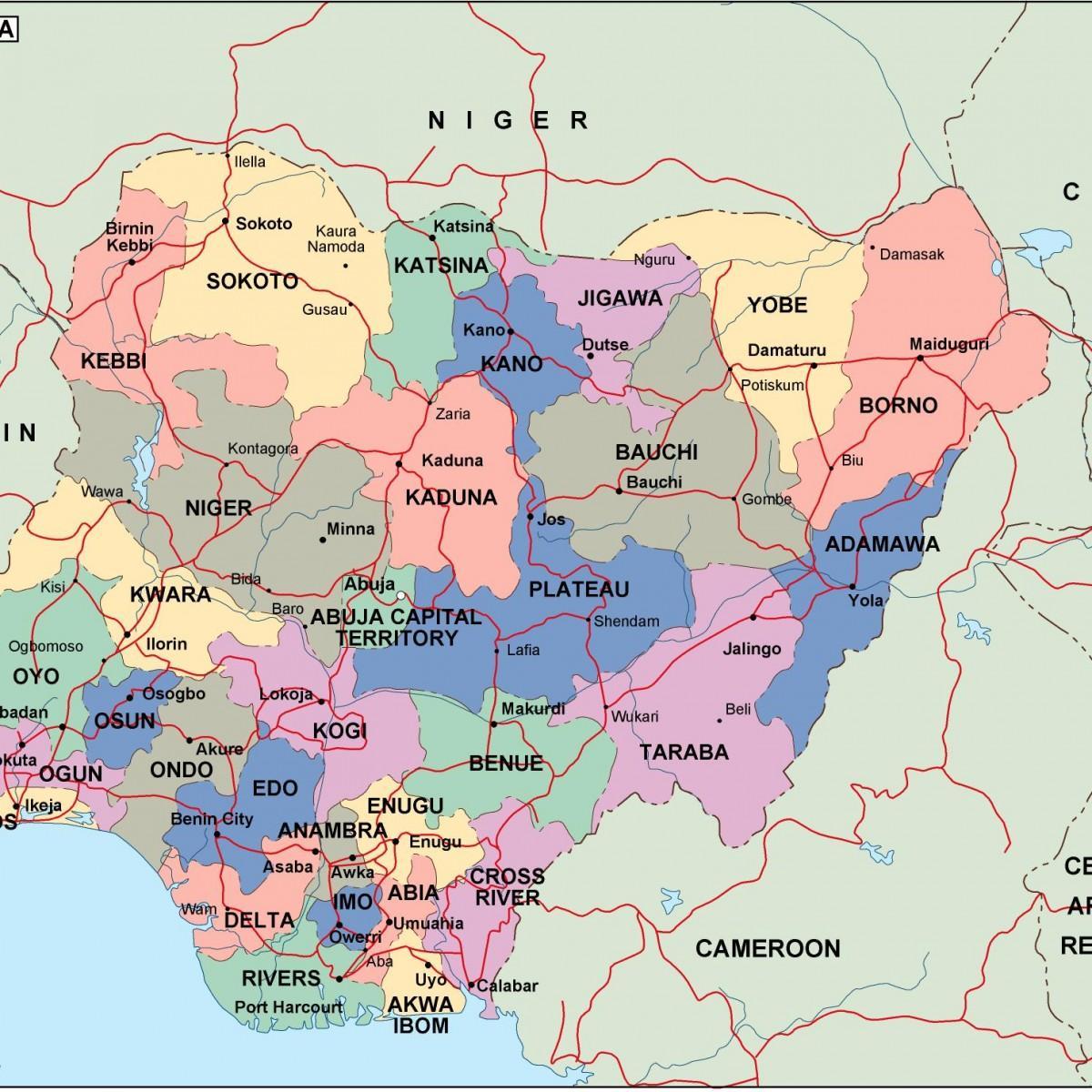 Peta nigeria dengan syarikat dan kota-kota