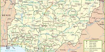 Peta nigeria menunjukkan jalan-jalan utama