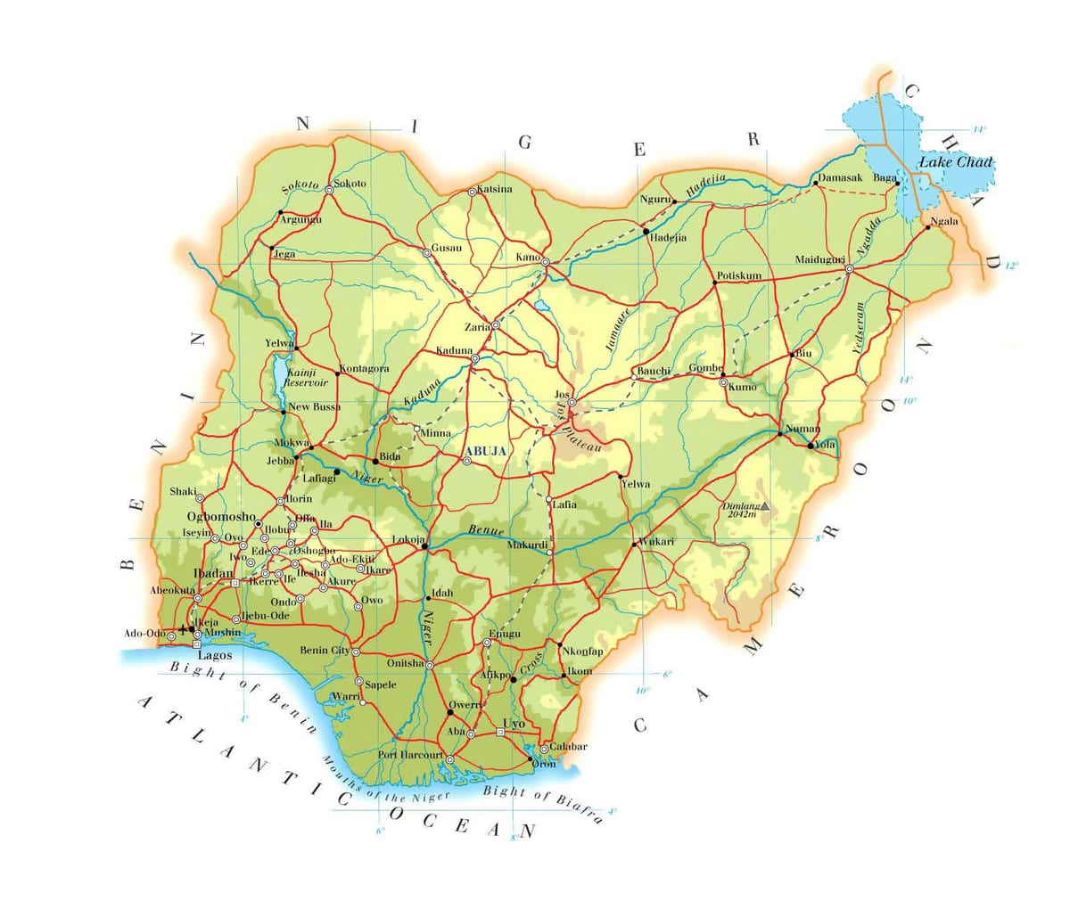 Peta fizikal nigeria