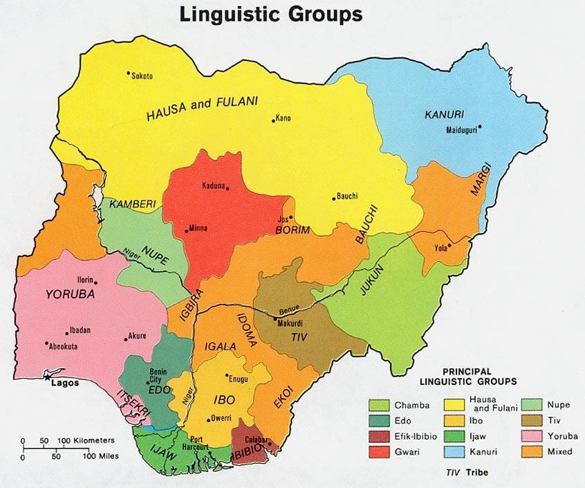peta nigeria menunjukkan etnik