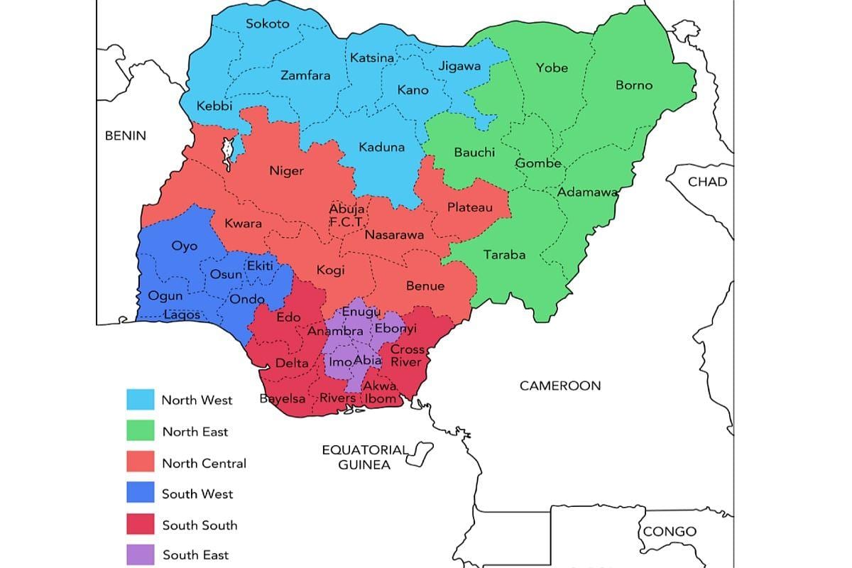 peta nigeria menunjukkan geopolitik zon