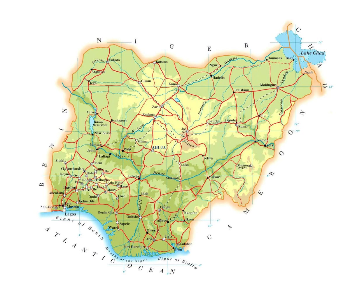 Peta ketinggian nigeria