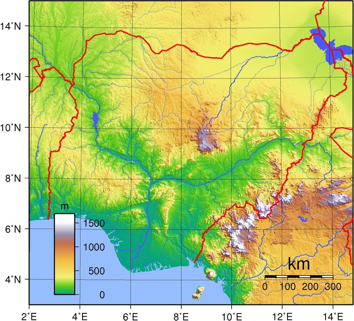 Peta nigeria topografi