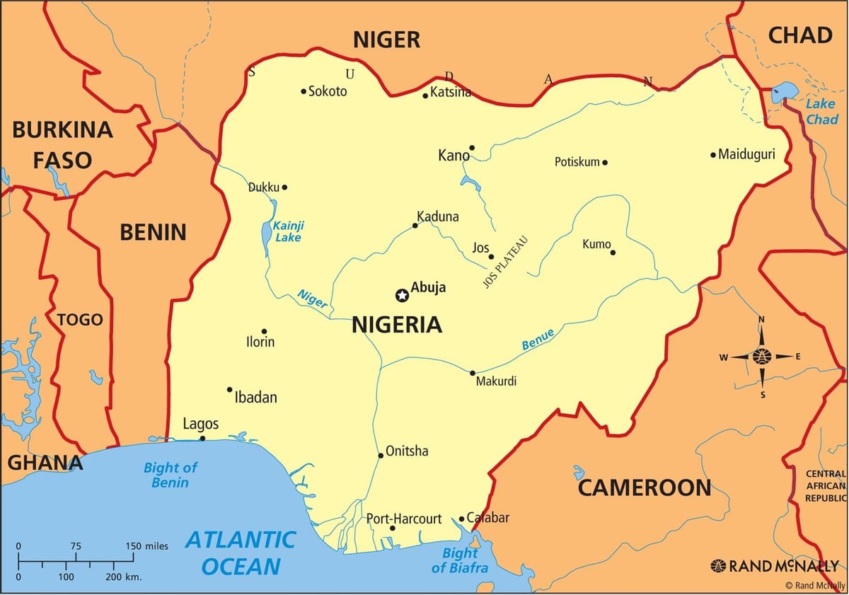 peta nigeria menunjukkan sungai kenya dan benue