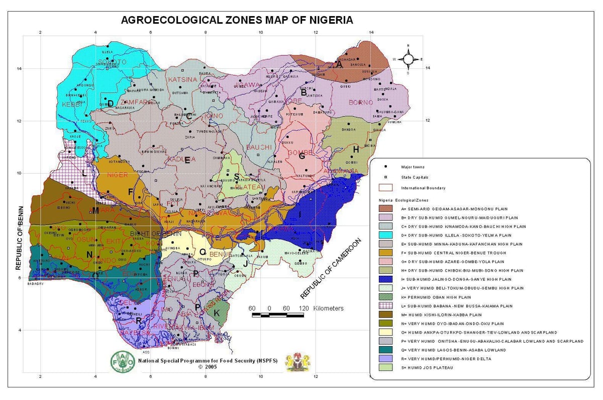 peta nigeria menunjukkan berbeza zon tumbuh-tumbuhan