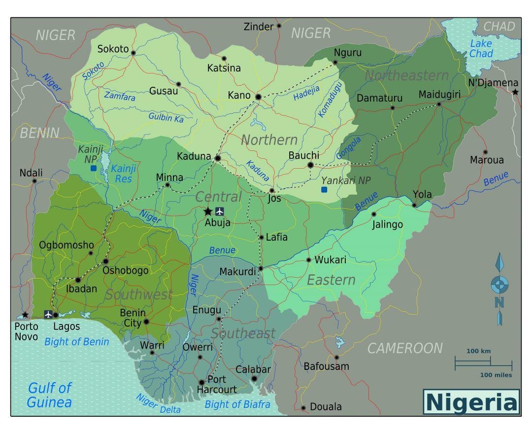 nigeria afrika selatan peta