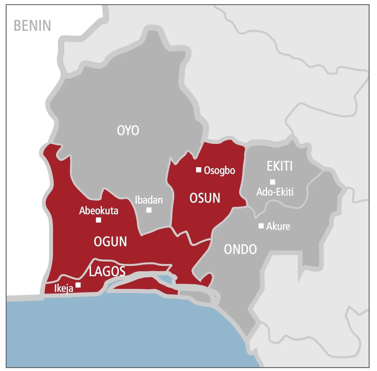 barat nigeria peta