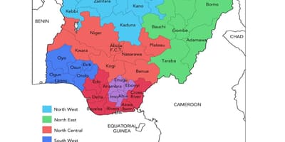 Peta nigeria menunjukkan geopolitik zon