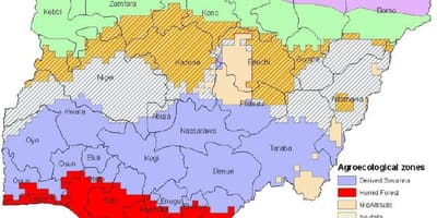 Peta nigeria menunjukkan ekologi zon