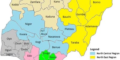Peta nigeria menunjukkan geopolitik zon